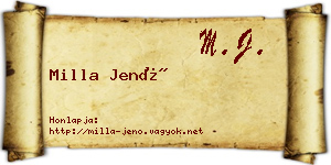 Milla Jenő névjegykártya